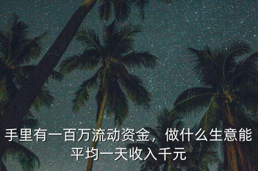 手里有一百萬(wàn)流動(dòng)資金，做什么生意能平均一天收入千元