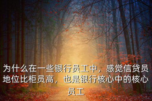 為什么在一些銀行員工中，感覺(jué)信貸員地位比柜員高，也是銀行核心中的核心員工