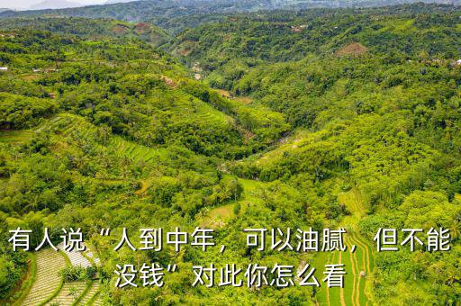 有人說“人到中年，可以油膩，但不能沒錢”對(duì)此你怎么看