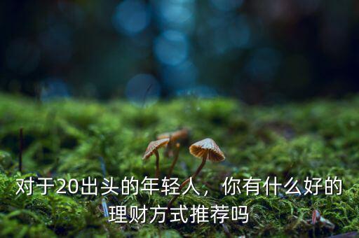對于20出頭的年輕人，你有什么好的理財(cái)方式推薦嗎