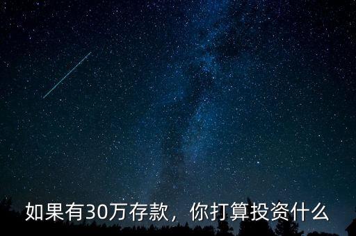 如果有30萬存款，你打算投資什么