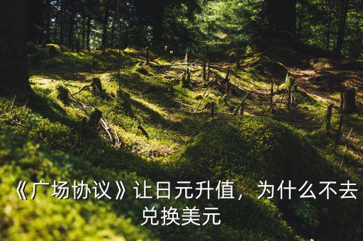 《廣場協(xié)議》讓日元升值，為什么不去兌換美元