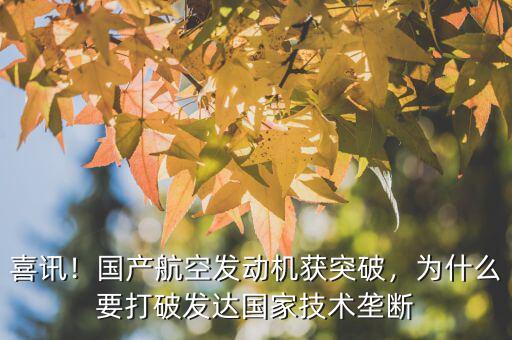 喜訊！國產(chǎn)航空發(fā)動機(jī)獲突破，為什么要打破發(fā)達(dá)國家技術(shù)壟斷