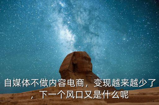 自媒體不做內(nèi)容電商，變現(xiàn)越來越少了，下一個風(fēng)口又是什么呢