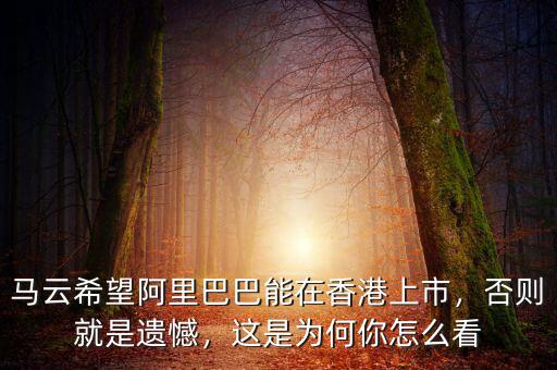 馬云希望阿里巴巴能在香港上市，否則就是遺憾，這是為何你怎么看