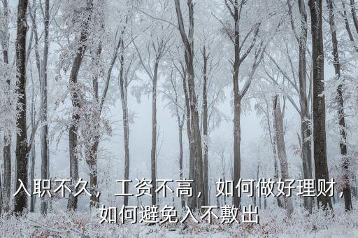入職不久，工資不高，如何做好理財，如何避免入不敷出