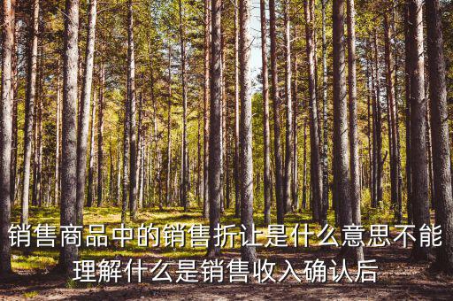 銷(xiāo)售商品中的銷(xiāo)售折讓是什么意思不能理解什么是銷(xiāo)售收入確認(rèn)后