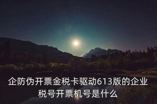 金稅盤(pán)企業(yè)稅號(hào)是什么，企防偽開(kāi)票金稅卡驅(qū)動(dòng)613版的企業(yè)稅號(hào)開(kāi)票機(jī)號(hào)是什么