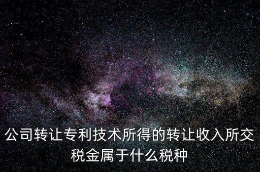 公司出售專利交什么稅，公司轉(zhuǎn)讓專利技術(shù)所得的轉(zhuǎn)讓收入所交稅金屬于什么稅種