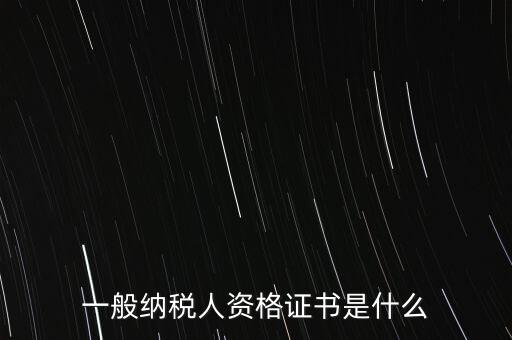 納稅資格證書是什么，一般納稅人資格證什么