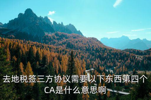 稅務(wù)局ca是什么意思，去地稅簽三方協(xié)議需要以下東西第四個(gè)CA是什么意思啊