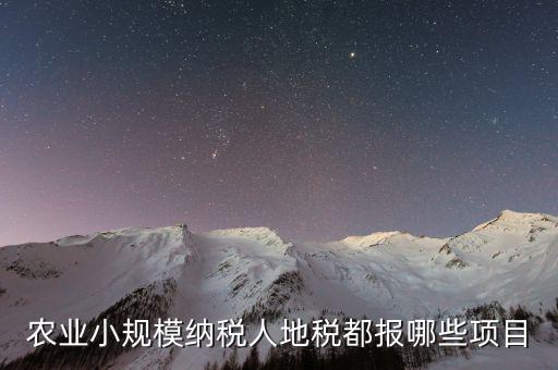 地稅農(nóng)產(chǎn)品需要報什么，農(nóng)業(yè)小規(guī)模納稅人地稅都報哪些項目