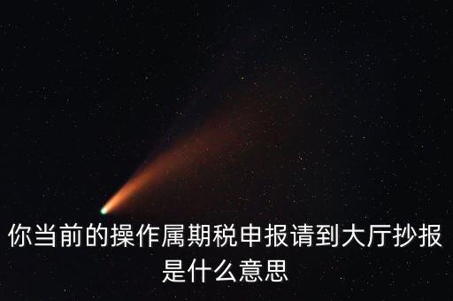 抄報 申報是什么，你當(dāng)前的操作屬期稅申報請到大廳抄報是什么意思