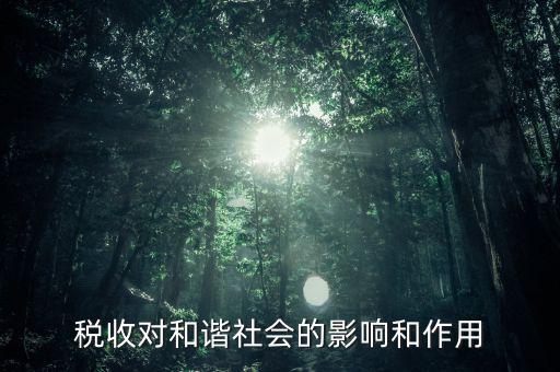 為什么要和諧興稅，稅收對和諧社會的影響和作用
