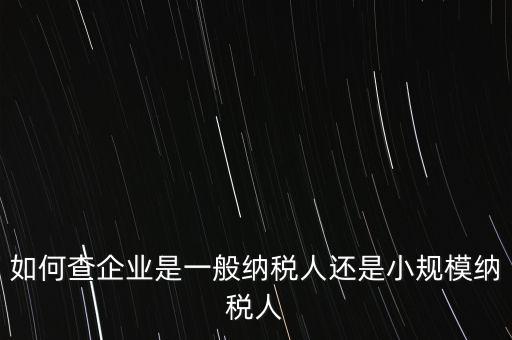 查詢公司什么納稅人，如何查企業(yè)是一般納稅人還是小規(guī)模納稅人