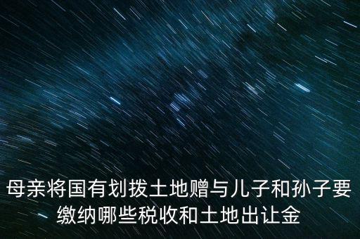 土地贈(zèng)送要交什么稅，母親將國(guó)有劃撥土地贈(zèng)與兒子和孫子要繳納哪些稅收和土地出讓金