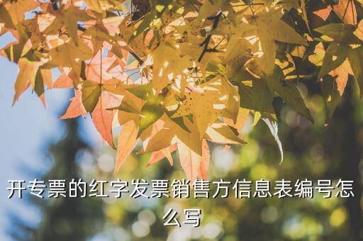 紅字信息表編號(hào)填什么用，開具紅字增值稅專用信息表 發(fā)票號(hào)怎么寫