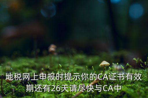 地稅ca為什么要續(xù)費(fèi)，地稅網(wǎng)上申報(bào)時(shí)提示你的CA證書有效期還有26天請盡快與CA中