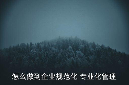 專業(yè)化公司如何管理，專業(yè)化企業(yè)的建議