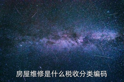 如何維護稅收分類編碼，房屋維修是什么稅收分類編碼