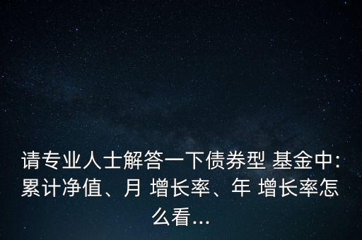 請(qǐng)專(zhuān)業(yè)人士解答一下債券型 基金中:累計(jì)凈值、月 增長(zhǎng)率、年 增長(zhǎng)率怎么看...