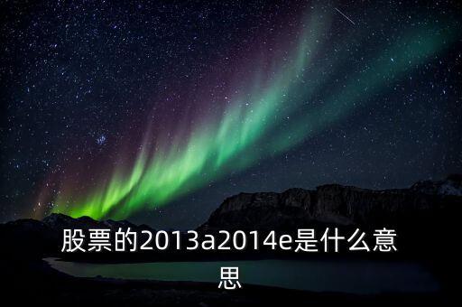 市盈率13a是什么意思，財(cái)務(wù)報(bào)表中13A 14E 是什么意思