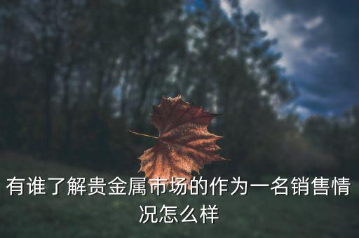 貴金屬公司為什么泛濫，有誰了解貴金屬市場的作為一名銷售情況怎么樣