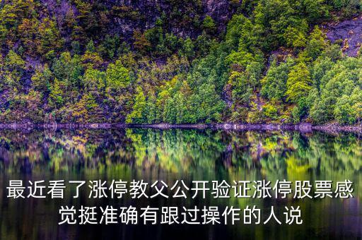最近看了漲停教父公開驗(yàn)證漲停股票感覺(jué)挺準(zhǔn)確有跟過(guò)操作的人說(shuō)