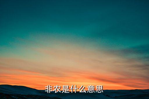 大非農(nóng)是什么意思，非農(nóng)是什么意思