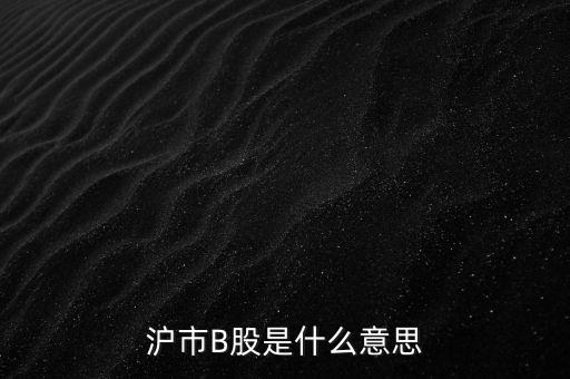 滬深b股是什么意思，滬市B股是什么意思
