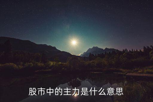 股票中的主力是指什么，股票中的主力是什么意思