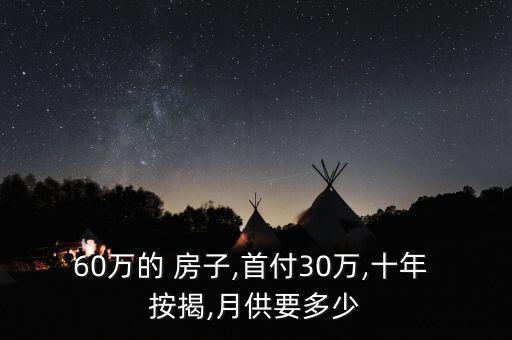 60萬(wàn)的 房子,首付30萬(wàn),十年 按揭,月供要多少