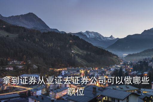 去宏信證券有限責(zé)任公司能做什么，拿到證券從業(yè)證去證券公司可以做哪些職位