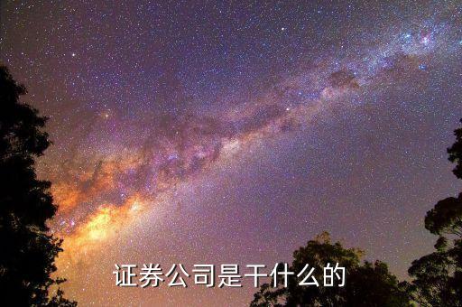 正規(guī)的證券公司是做什么的，證券公司干什么的