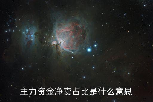 主力凈額占比什么意思，什么叫主力凈占比