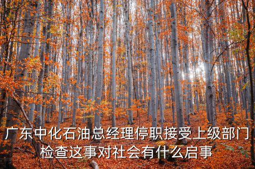 廣東中化石油總經(jīng)理停職接受上級部門檢查這事對社會(huì)有什么啟事