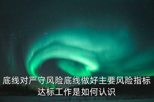 底線對嚴(yán)守風(fēng)險底線做好主要風(fēng)險指標(biāo)達標(biāo)工作是如何認(rèn)識