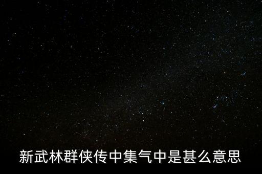中集是什么意思，新武林群俠傳中集氣中是甚么意思
