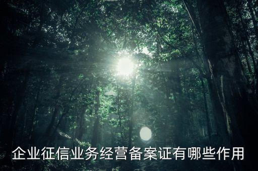企業(yè)征信業(yè)務(wù)經(jīng)營備案證有什么用，中國人民銀行機構(gòu)信用代碼證有什么作用