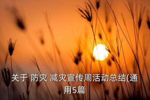 關于 防災 減災宣傳周活動總結(通用5篇