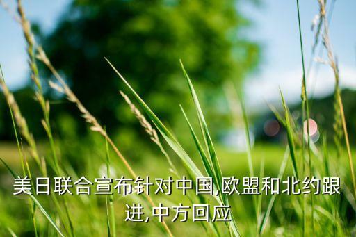 美日聯(lián)合宣布針對(duì)中國,歐盟和北約跟進(jìn),中方回應(yīng)