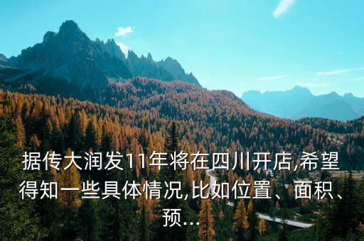 據(jù)傳大潤發(fā)11年將在四川開店,希望得知一些具體情況,比如位置、面積、預(yù)...