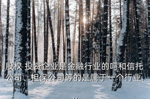 股權(quán) 投資企業(yè)是金融行業(yè)的嗎和信托公司、擔(dān)保公司等的是屬于一個(gè)行業(yè)...