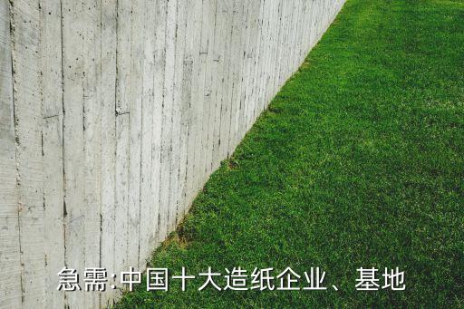急需:中國十大造紙企業(yè)、基地