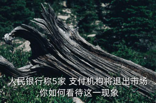 人民銀行稱5家 支付機構將退出市場,你如何看待這一現(xiàn)象