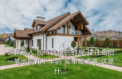 請(qǐng)教高人,股市收盤(pán)的時(shí)候,往往最后一筆出現(xiàn)幾千手的 買(mǎi)單或賣(mài)單,這是什...