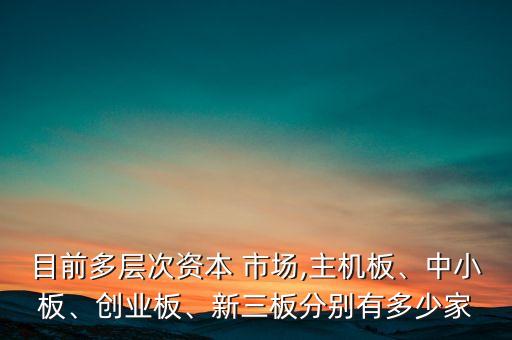 目前多層次資本 市場(chǎng),主機(jī)板、中小板、創(chuàng)業(yè)板、新三板分別有多少家