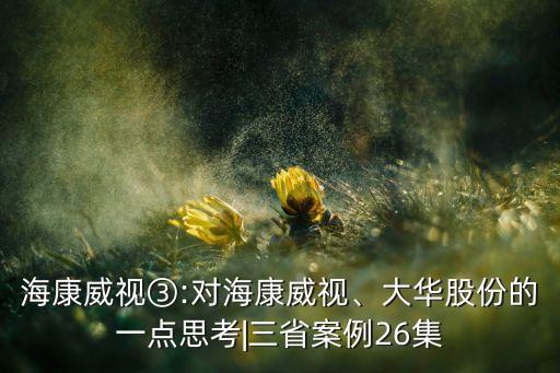 海康威視③:對(duì)?？低?、大華股份的一點(diǎn)思考|三省案例26集