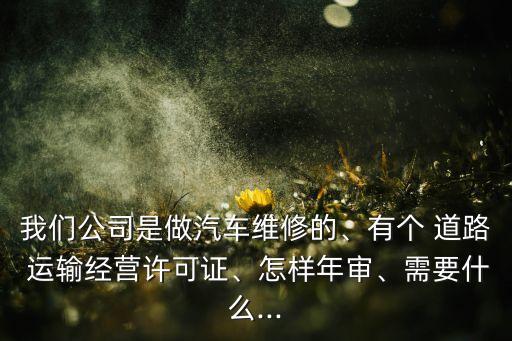 我們公司是做汽車維修的、有個 道路 運輸經(jīng)營許可證、怎樣年審、需要什么...