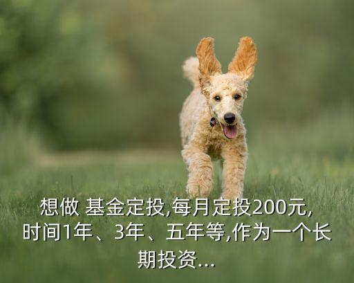 想做 基金定投,每月定投200元,時間1年、3年、五年等,作為一個長期投資...